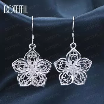 Серьги-подвески в виде цветка и звезды из стерлингового серебра 925 пробы, модные свадебные украшения 3.90*2.30cm