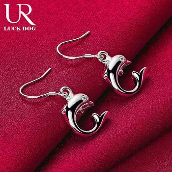 Серьги-подвески в виде дельфина из стерлингового серебра 925 пробы, модные свадебные украшения 1.30*3.20cm