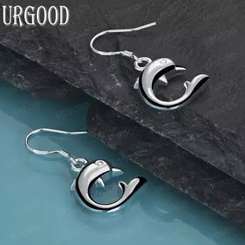 Серьги-подвески в виде дельфина из стерлингового серебра 925 пробы, модные свадебные украшения 1.30*3.20cm