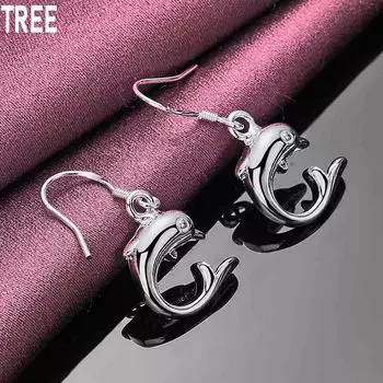 Серьги-подвески в виде дельфина из стерлингового серебра 925 пробы, модные свадебные украшения 1.30*3.20cm