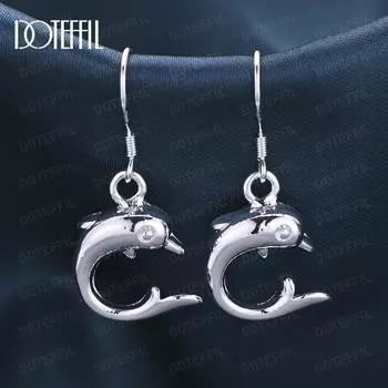 Серьги-подвески в виде дельфина из стерлингового серебра 925 пробы, модные свадебные украшения 1.30*3.20cm