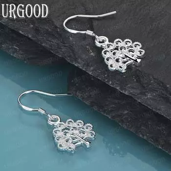 Серьги-подвески в виде дерева из стерлингового серебра 925 пробы с перфорацией, модные свадебные украшения, серьги 2.60*1.30cm