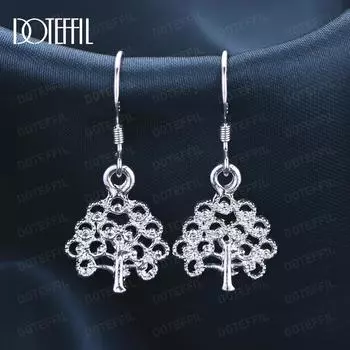 Серьги-подвески в виде дерева из стерлингового серебра 925 пробы с перфорацией, модные свадебные украшения, серьги 2.60*1.30cm
