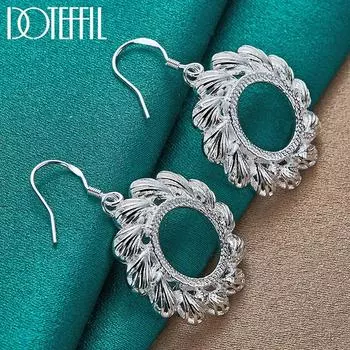 Серьги-подвески в виде колеса ветра из стерлингового серебра 925 пробы, модные ювелирные изделия 4.30*2.50cm