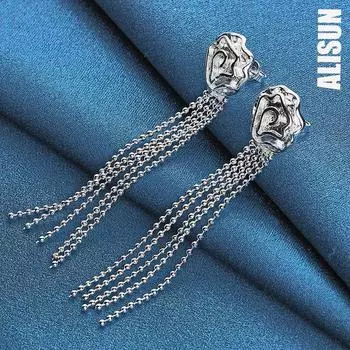 Серьги-подвески в виде снежинок из стерлингового серебра 925 пробы, модные свадебные украшения 6.30*1.20cm