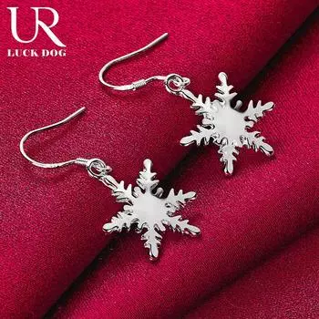 Серьги-подвески в виде снежинок из стерлингового серебра 925 пробы, модные свадебные украшения 3.70*1.00cm