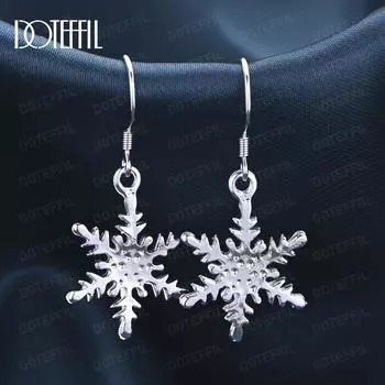 Серьги-подвески в виде снежинок из стерлингового серебра 925 пробы, модные свадебные украшения 3.70*1.00cm
