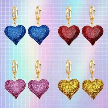 Серьги-подвески в виде сверкающего сердца с капающей масляной любовью, женские игривые серьги в утонченном стиле, серьги из меди в виде персикового сердца золотой