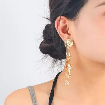 Серьги-подвески Z Retro с геометрическим узором, многослойные, круглые, в стиле хип-хоп серебряный