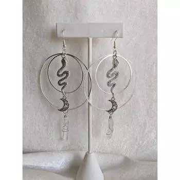Серьги-подвески «Змея и Луна»