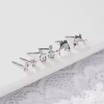 Серьги «Подводный мир» Серьги «Маленькие рыбки» Серьги «Морская звезда» Комбинация Маленькие серьги Новогодняя мода