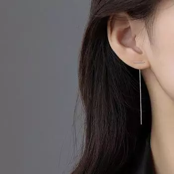 Серьги-полоски с длинными кисточками из стерлингового серебра 925 пробы для женщин, ювелирные изделия для свадебной вечеринки в коробке EarLine, новое поступление