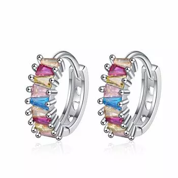 Серьги-полости французского цвета с цветным цирконием copper золотой