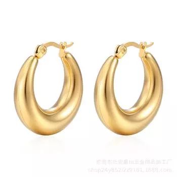 Серьги-полости из нержавеющей стали в стиле ретро, легкие, роскошные, женские, темпераментные, из титановой стали, с полумесяцем, покрытые 18-каратным серебром, полые, глянцевые серьги