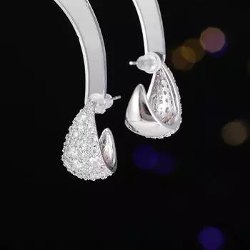 Серьги-полумесяцы S925 Silver Needle Premium Sense Curved Crescent Earrings Simple Zircon Delicate Earrings Grubble Shaped Earrings Women серебряный