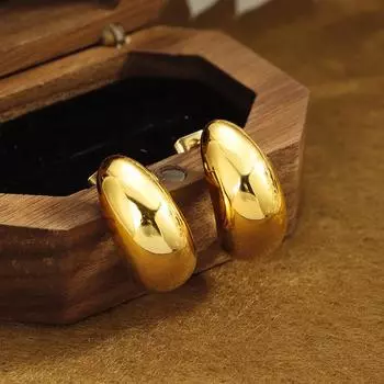 Серьги-полумесяцы в европейском и американском стиле: Не выцветающая, гладкая титановая сталь для женщин E85 Large Teardrop Earrings Silver