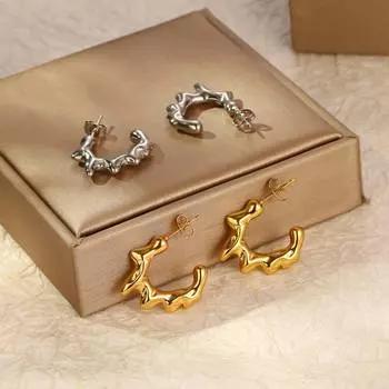 Серьги Premium Sense Irregular из нержавеющей стали, простые позолоченные серьги из 18-каратного золота для женщин, трендовые серьги