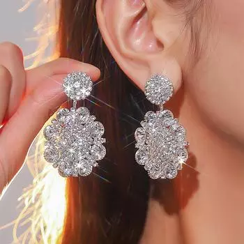 Серьги Premium Sense Of Luxury Sunflower Ab Rhinestone Серьги Niche Design Snowflake Женские высококачественные серьги