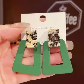 Серьги Premium Sense Retro Green Geometric Splicing, женские серьги Niche Design Sense Atmosphere Exaggerated, освежающий темперамент Wind