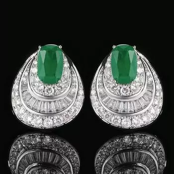 Серьги-придверные украшения Серьги из циркона Рубиновый темперамент Винтаж Универсальные женские Премиум изумрудный