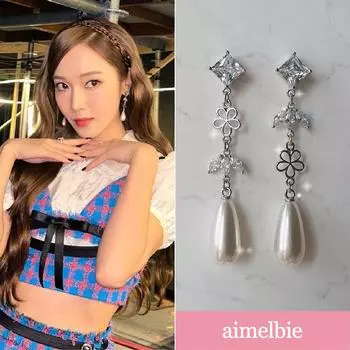 Серьги принцессы с бриллиантами и цветочным принтом - серебряный цвет (Джессика Серьги) серебряный