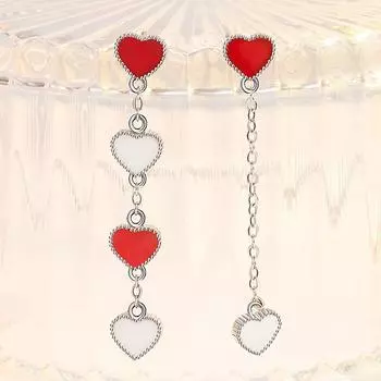 Серьги-признания в форме сердца, корейская версия средних и длинных сережек с бахромой, для девочек, серьги-гвоздики, ювелирные изделия
