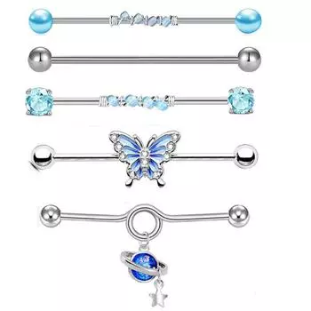 Серьги-проколы из нержавеющей стали, обертывание, жемчуг, жемчуг, вермикулит, длинные ушные кости, капающие и кулон-бабочка, ювелирный костюм с поммерозой