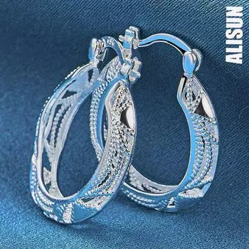 Серьги-проколы в виде цветка из стерлингового серебра 925 пробы в стиле ретро, модные свадебные украшения 30mm