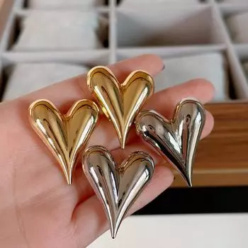 Серьги Простые глянцевые серьги-гвоздики Love Персонализированные круглые серьги-подвески в форме персикового сердца для женщин золотой