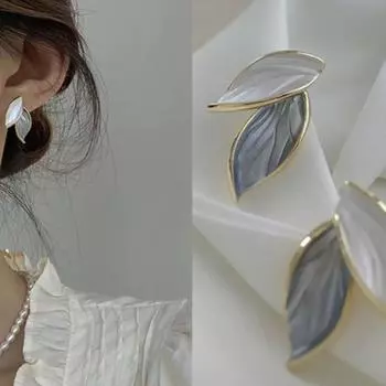 Серьги, простые маленькие серьги в виде листьев с капельной глазурью, женские нишевые дизайнерские серьги для пожилых людей, серьги Sense Of Mori для подруг 1 Pair