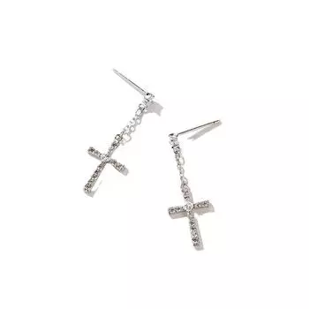 Серьги Простые серьги Крест Асимметричные индивидуальные серьги Серьги Серьги Нишевый дизайн для женщин