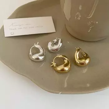 Серьги-пряжки Cold Wind, нерегулярные, толстые, круглые, металлические, женские, нишевый дизайн, чувство индивидуальности, уникальный темперамент, универсальные серьги