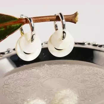 Серьги-пряжки Guofeng New Chinese с защитой от холодного серебра, натуральные белые ракушки 136