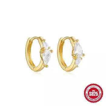 Серьги-пряжки Ins Design из стерлингового серебра 925 пробы с крупными глянцевыми бриллиантами, двухслойные, в форме капли воды, в форме конуса 925 Silver