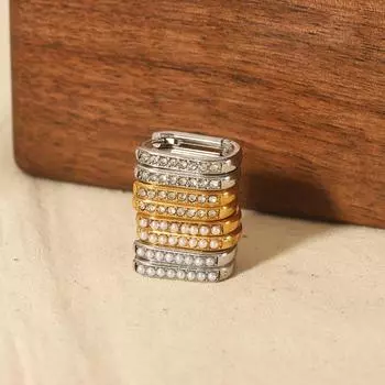 Серьги-пряжки из циркония, U-образные серьги премиум-класса, серьги-пряжки из нержавеющей стали 18 карат из золота для женщин