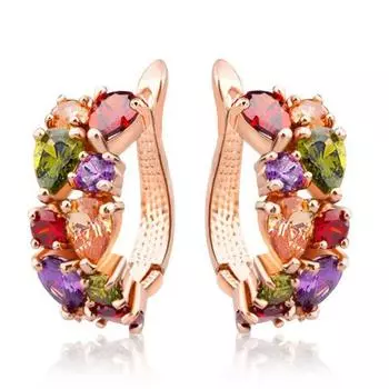 Серьги-пряжки из кристаллов циркония, модные серьги из розового золота, серьги-украшения из циркония