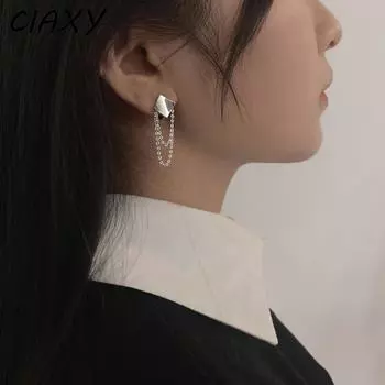 Серьги-пряжки из стерлингового серебра 925 пробы с кисточками и цепочкой для женщин, изогнутый дизайн, серьги-пряжки, оригинальные ювелирные изделия