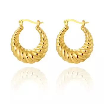 Серьги-пряжки из титановой стали с косой нитью в форме полумесяца, позолоченные, из настоящего золота, в стиле ретро, из нержавеющей стали, женские серьги-гвоздики