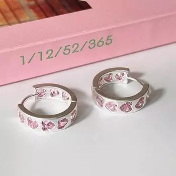 Серьги-пряжки Love Ear Buckle с розовыми бриллиантами для женщин, легкие, роскошные, темпераментные, модные, с цирконами, в форме сердца, милые серьги для девочек