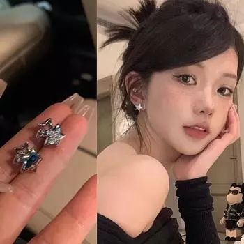 Серьги-пряжки со звездами и бриллиантами от Millennium Spice Girl Серьги-гвоздики Tide Personality Серьги-гвоздики Niche