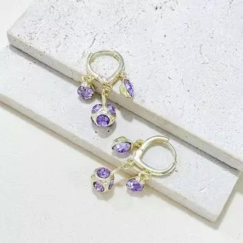 Серьги-пряжки в форме шара с фиолетовыми бриллиантами класса люкс, изысканные и элегантные, нишевый дизайн, модные универсальные серьги