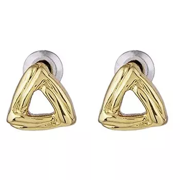 Серьги-пусеты Estele с треугольными ребристыми позолоченными 24 каратами