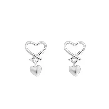 Серьги-пусеты Hollow Love Женская версия Студенческий стиль Мягкая сестра Литературный и простой темперамент Маленькие серьги-сердечки в виде капелек воды Интернет-знаменитость