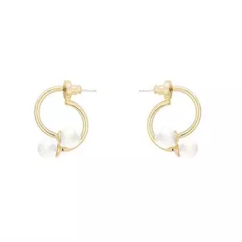 Серьги-пусеты из французского жемчуга двух видов, уникальные и простые, темперамент с дизайном в виде двойной буквы C, короткие серьги-пусеты в стиле маленького черного платья.