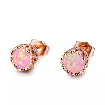 Серьги-пусеты из розового золота с 10 крапанами, круглые 6 мм, фиолетовые, с темпераментом