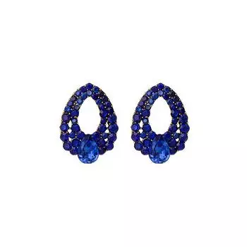 Серьги-пусеты из сапфира с инкрустацией бриллиантами в форме капли воды