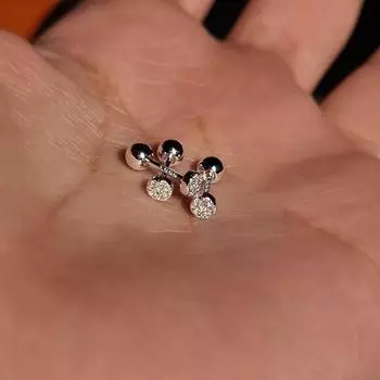 Серьги-пусеты из серебра 925 пробы, маленькие круглые, с тонкой инкрустацией, для сна снимать не нужно, ухаживающие за ушами, изысканные, необычные, мини-серьги с винтовой застежкой Round ear nail 925 silver needle