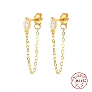 Серьги-пусеты из стерлингового серебра 925 пробы с микро-инкрустацией цирконами и бахромой, тонкие серьги для темпераментных женщин, ювелирные изделия высокого класса 925 Silver