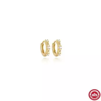 Серьги-пусеты из стерлингового серебра 925 пробы, круглые, с микро-инкрустацией цирконами, персонализированные, трендовые, серьги-клипсы 925 Silver