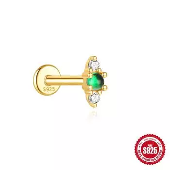 Серьги-пусеты из стерлингового серебра 925 пробы, зеленые, свежие, в стиле ретро, красного цвета, с плоской шляпкой, круглые, с индивидуальностью, универсальные, для пирсинга хряща уха